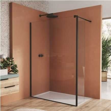 SANSWISS Walk-In EASY STR4P 80cm + ścianka boczna 42cm, czarny mat