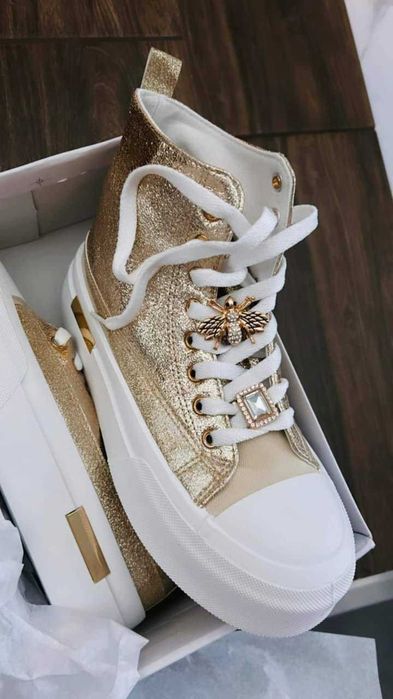 Wyprzedaż Trampki Złote Wysokie  37 39 40