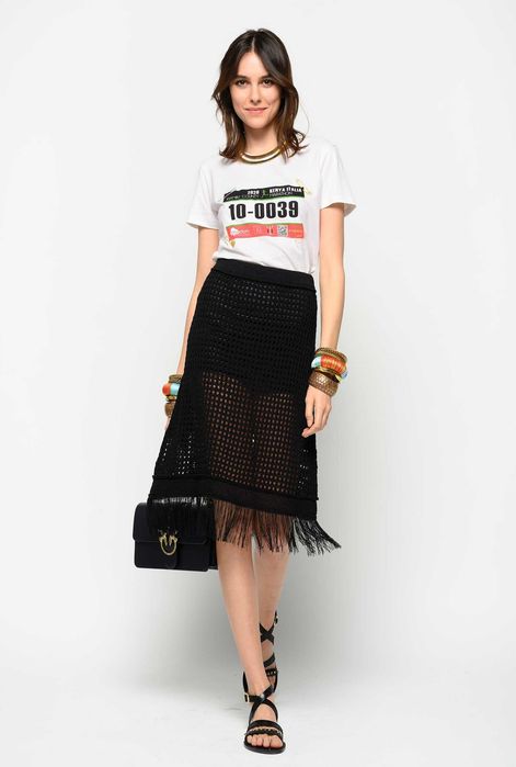 PINKO T-shirt z nadrukiem biały INCARNATA S , M