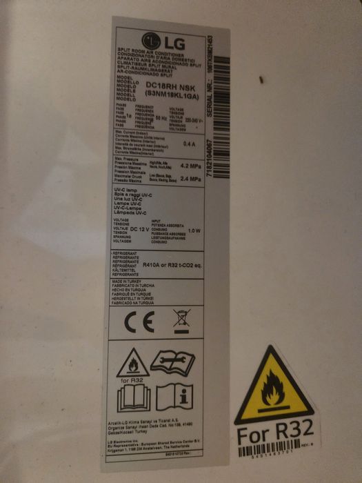 Ar condicionado unidade interior 18.000BTU
