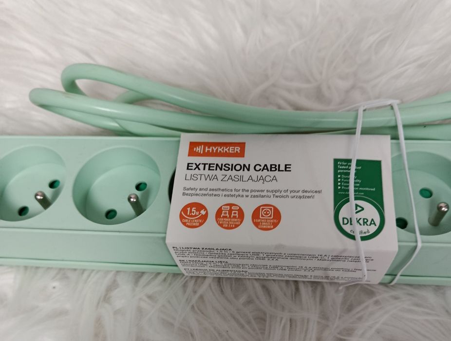 Przedłużacz listwa zasilająca ładowarka USB A i USB C hykker 1, 5 m