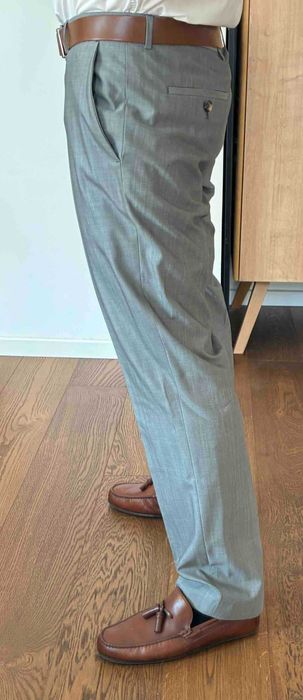 Szary garnitur HUGO BOSS wełna 100% GUABELLO Super 130's [Rozmiar 48]