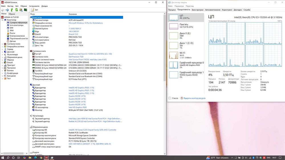 Ноутбук Dell Precision 7520 Intel Xeon E3-1535M v6/16Gb DDR4/M2200/2Tb