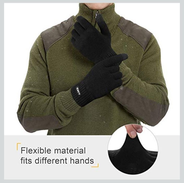 4UMOR Zimowe ciepłe dzianinowe rękawiczki ekran dotykowy