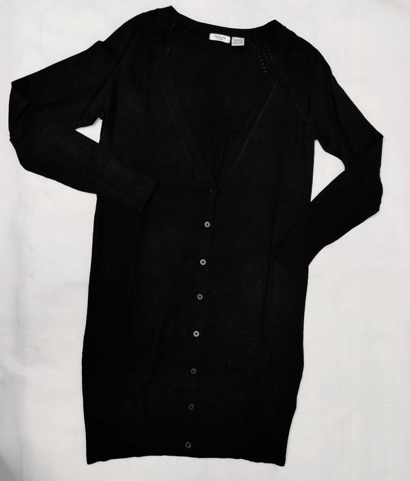 Sweter damski kardigan 36/38 z wiskozy czarny długi SW0091 LA REDOUTE