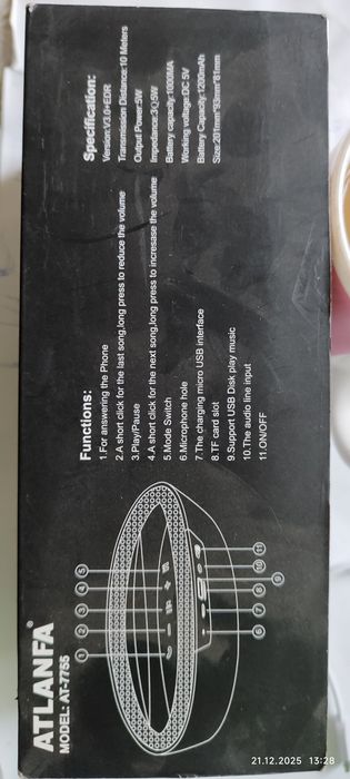 Продам ,, ATLANFA,, блютуз колонку