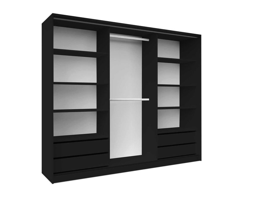 Szafa przesuwna Black 150x205x56 4xszuflada z lustrem