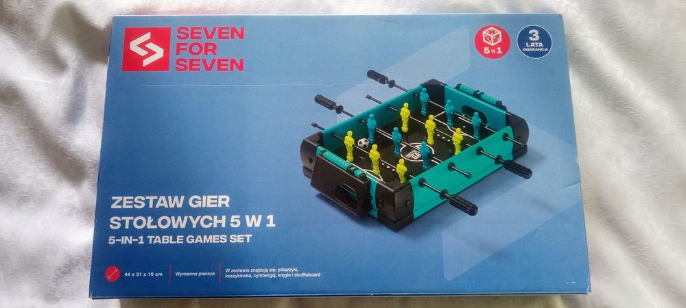 zestaw gier stołowych 5 w 1, piłkarzyki, cymbergaj, kręgle, koszykòwka