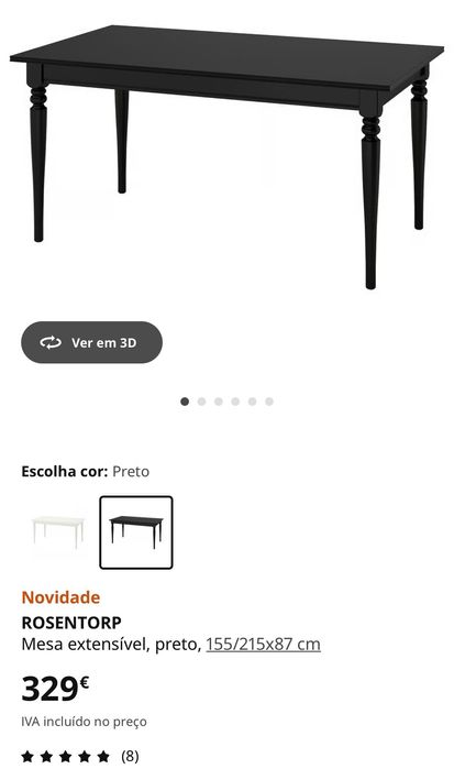 VENDO URGENTE- ROSENTORP - Mesa extensível, preto, 155/215x87 cm