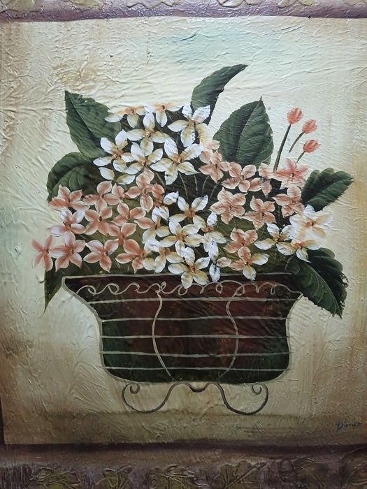 Quadro com pintura em tela, tons terra,novo