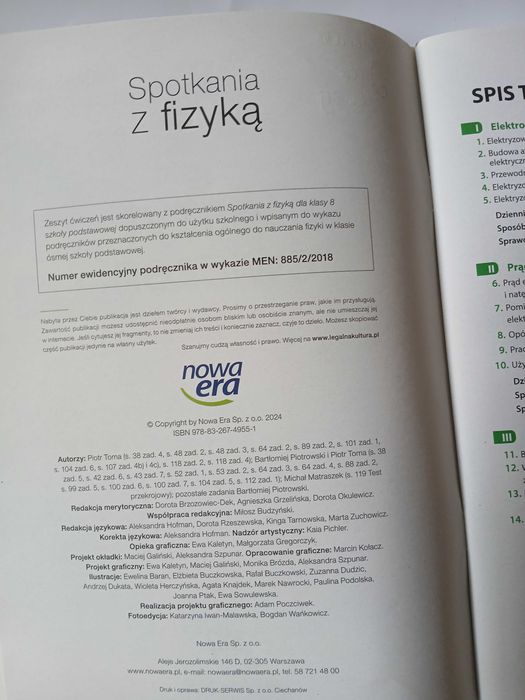 Fizyka kl. VIII zeszyt ćwiczeń Nowa Era