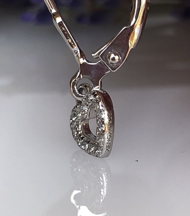 Срібні сережки Xenox, серце, цирконій