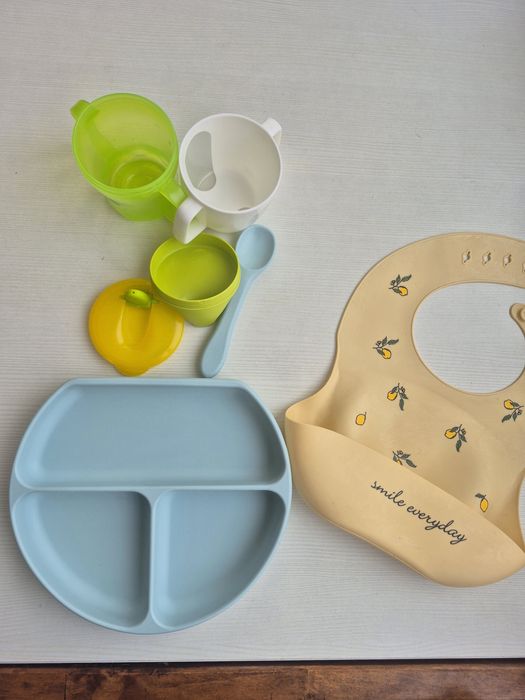 Тарілка силіконова для прикорму нагрудник ложка поїлка ikea baby team
