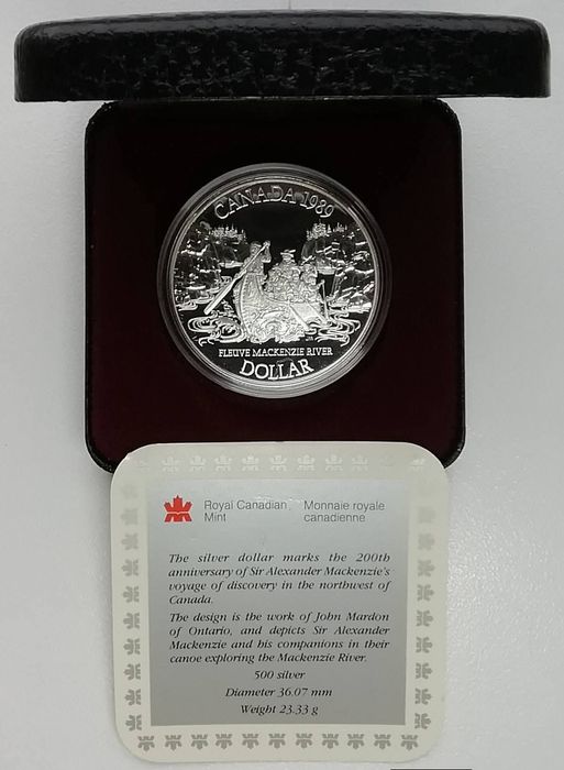 Канада 1 долар 1989р. СРІБЛО. Пруф. Оригінал. Сертифікат.
