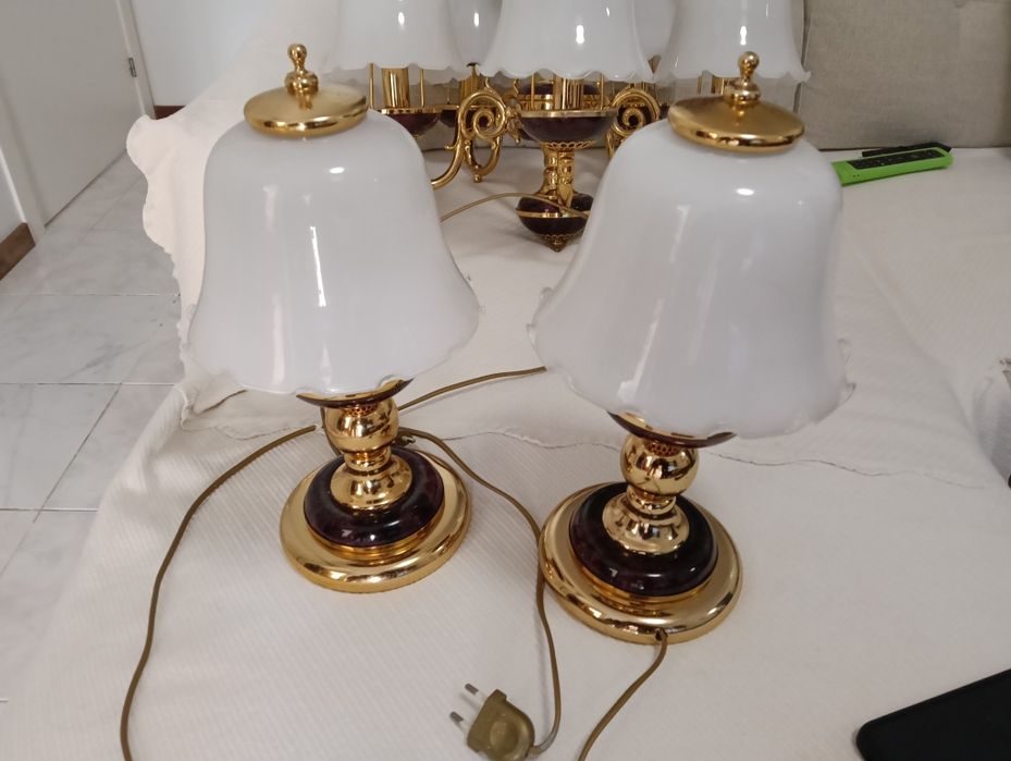 Conjunto Candeeiro tecto e 2 candeeiros de cabeceira Vintage