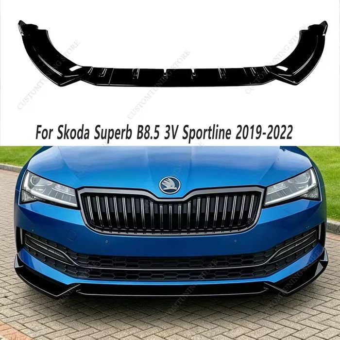 Губа Шкода Суперб Б8 Б8.5 губа на передний бампер Skoda Superb B8 юбка бампера сплитер обвес обвес