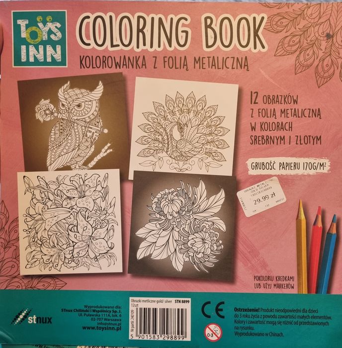 Kolorowanki metaliczne książka kot ma dala prezent