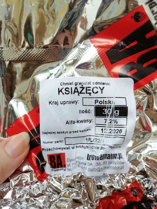 Polski chmiel granulat odmiana: Książęcy. Ilość: 30 g.