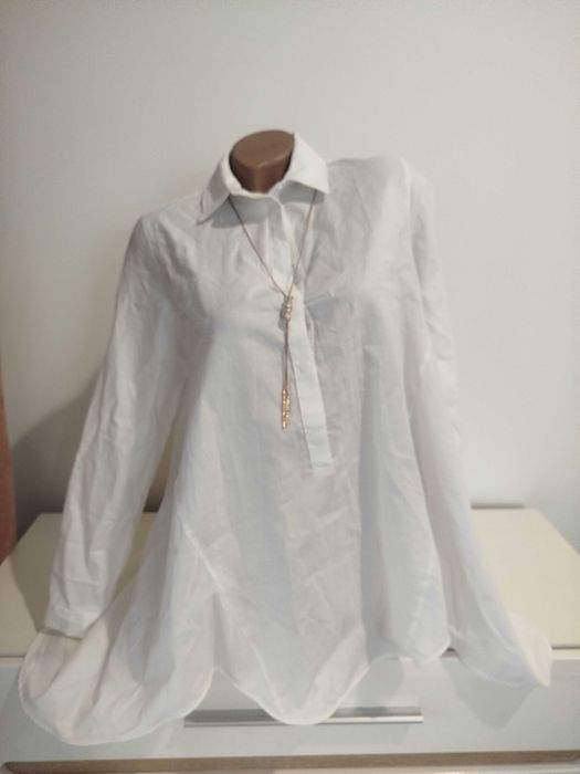 Шикарна біла сорочка подовжена 48-50 розмір
