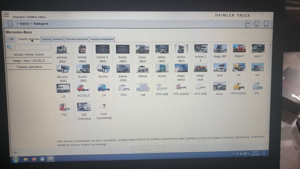 Laptop diagnostyczny Dell MAN+Mercedes + interfejs Scanmatik2