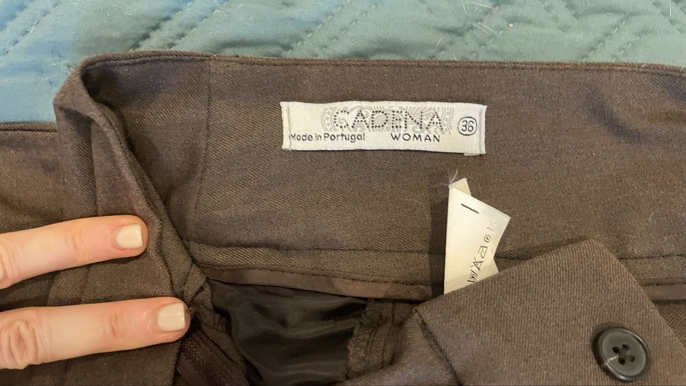 Calças zara às riscas e caden castanhas