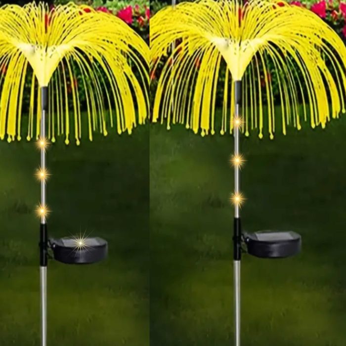 LAMPA Solarna Ogrodowa 2 sztuki MEDUZA Wbijana ŚWIATŁOWODOWA Zestaw