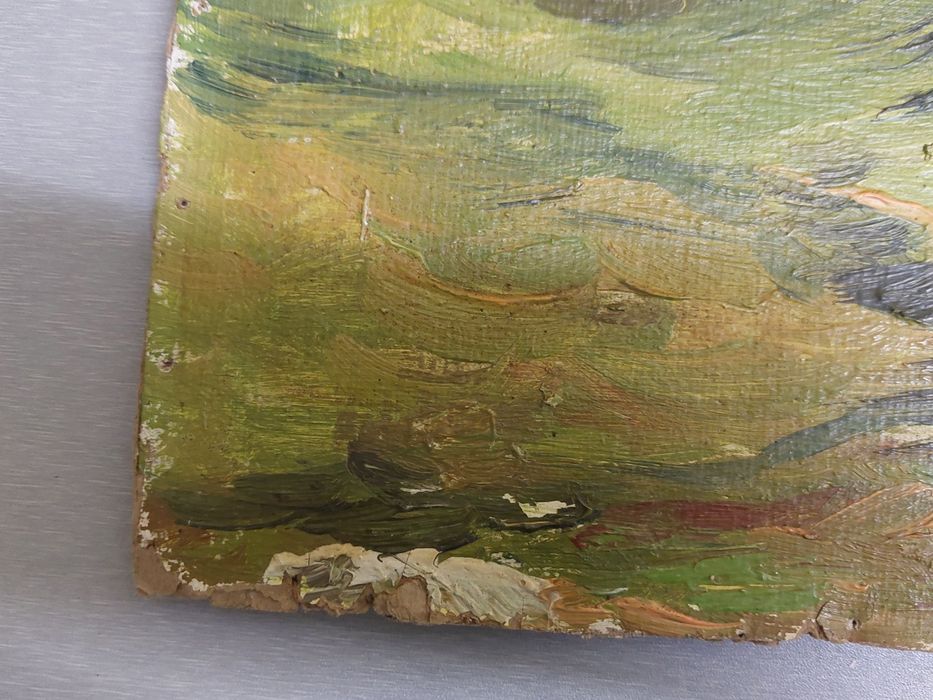 Quadro antigo pintura a óleo paisagem