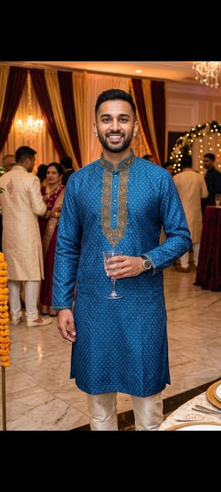 Традиционная мужская курта с золотой вышивкой - этническая одежда р.50-52