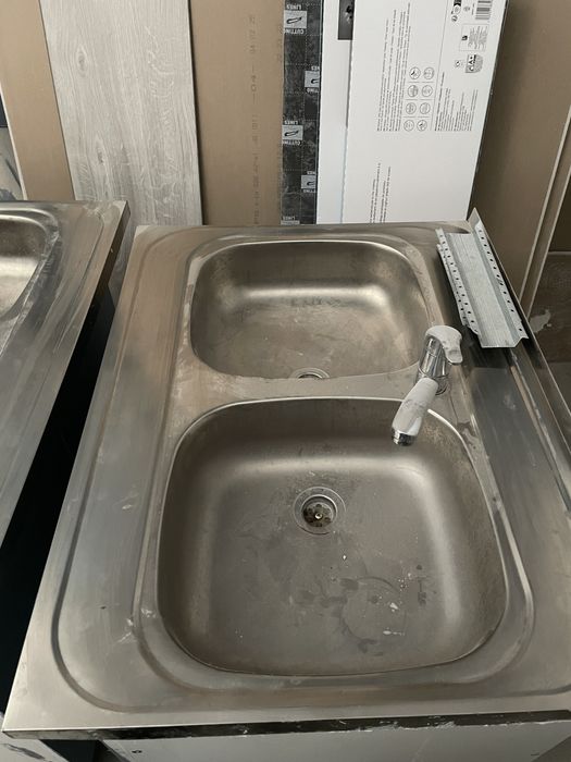 Zlew dwie komory szary