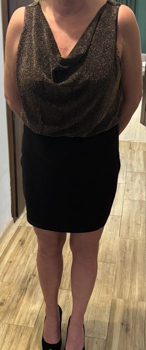 Elegancka sukienka wieczorowa czarno-złota