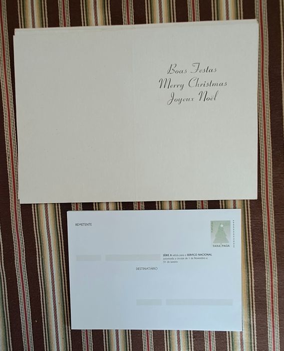 Pack 8 postais de Natal, CTT taxa paga