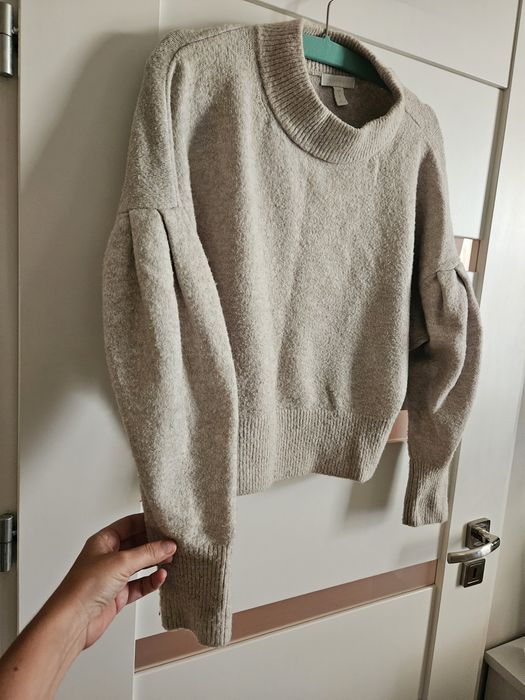 H&m sweterek krótki z bufkami r l