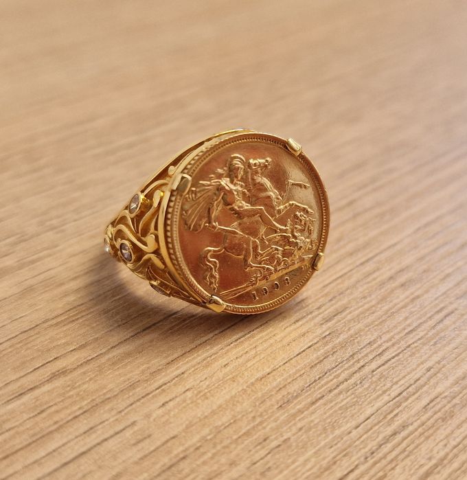 Anel Meia Libra Ouro 19k + 22k + Fatura