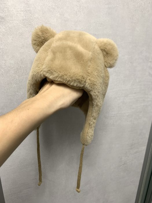 Дитяча зимова шапка з вушками бежева