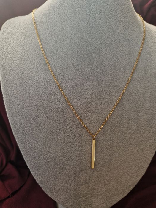 Złoty naszyjnik łańcuszek z zawieszka stal chirurgiczna