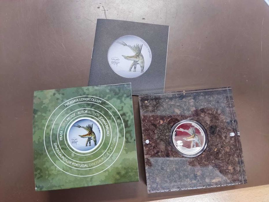 Moeda dinossauro Proof em prata 5€