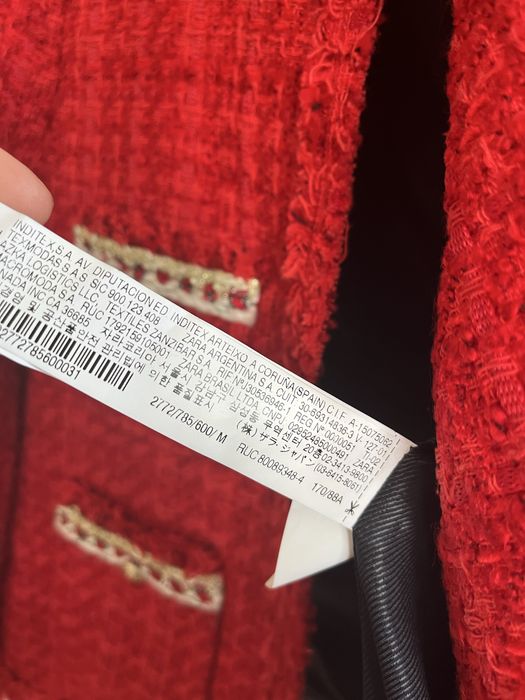 Твідовий піджак червоного кольору Zara розмір М