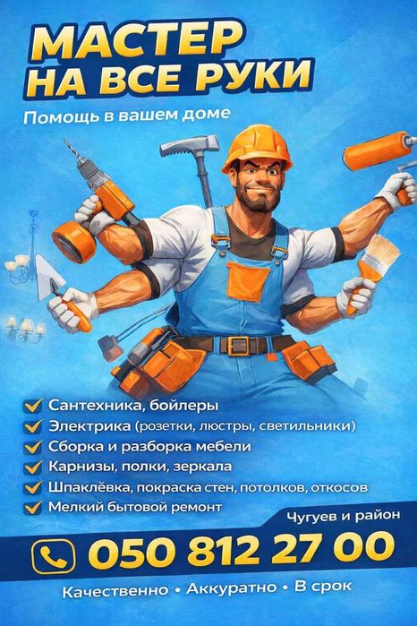 Обслуживание бойлера, ремонтные работы, мелкий ремонт, шпаклевка