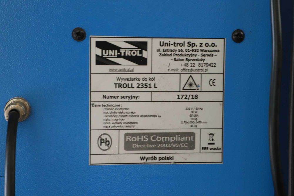 Wyważarka do kół Unitrol TROLL - 2351 L