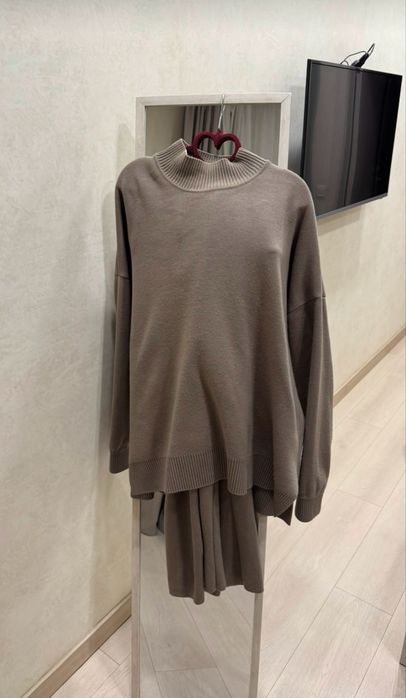 костюм Vovk трикотаж вязка бежевий oversize великий розмір