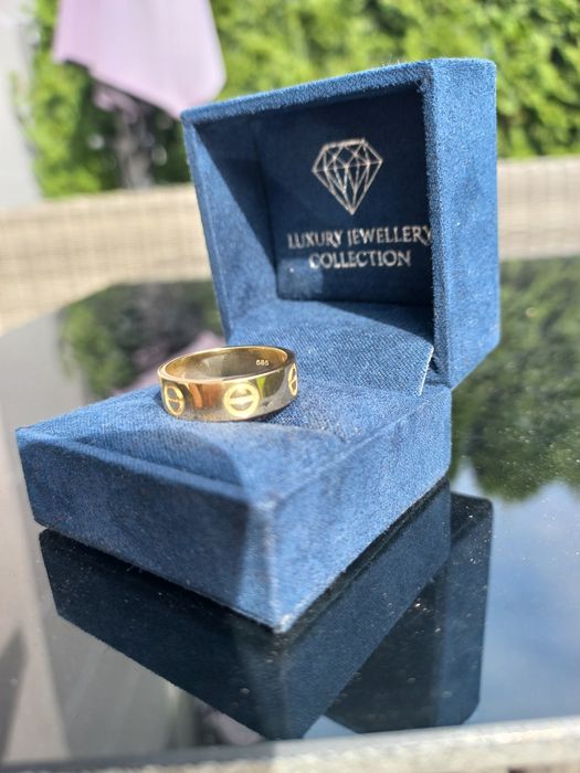 Piękny złoty pierścionek obrączka w stylu cartier 585/6,17g