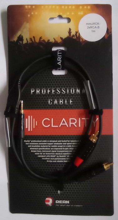 Аудіокабель Clarity mini jack 3.5mm - 2xRCA, стерео, довжина 1 метр