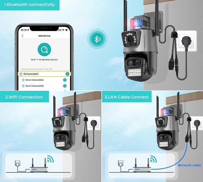 Вулична WiFi IP камера Anbiux P10QS 9Мп 3 об'єктиви Zoom 8х+карта 64ГБ