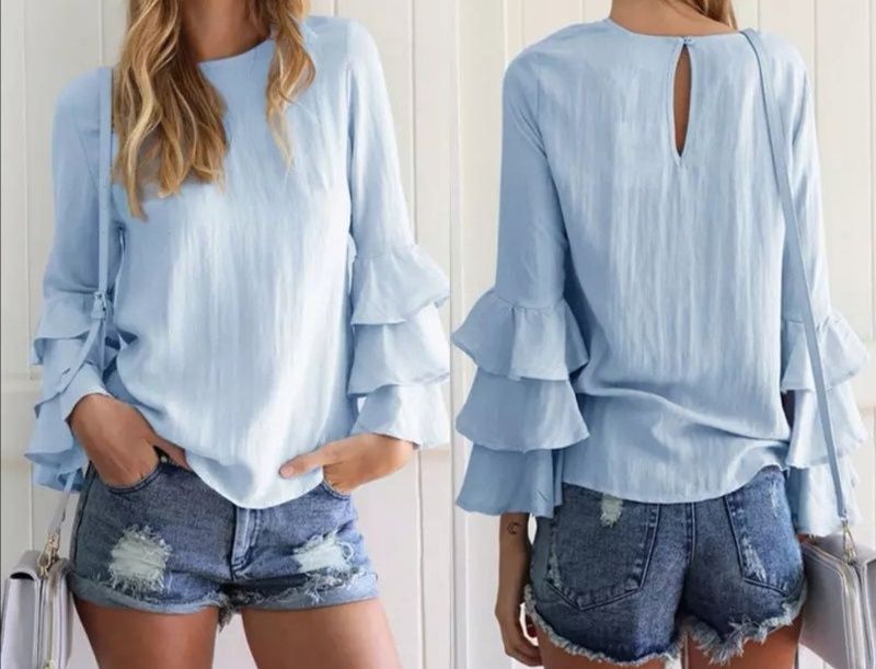 Nowa bluzka długie szerokie rękawy falbanki falbanka.