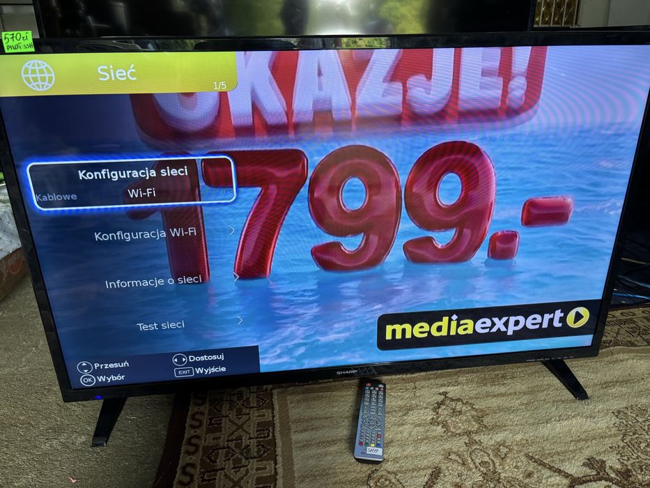 Telewizor LED Sharp 48 cali z pilotem przywieziony z Niemiec.
