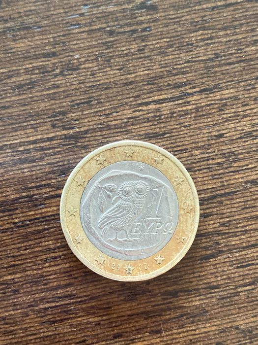 Moeda de 1 Euro, com Mocho e "S" gravado