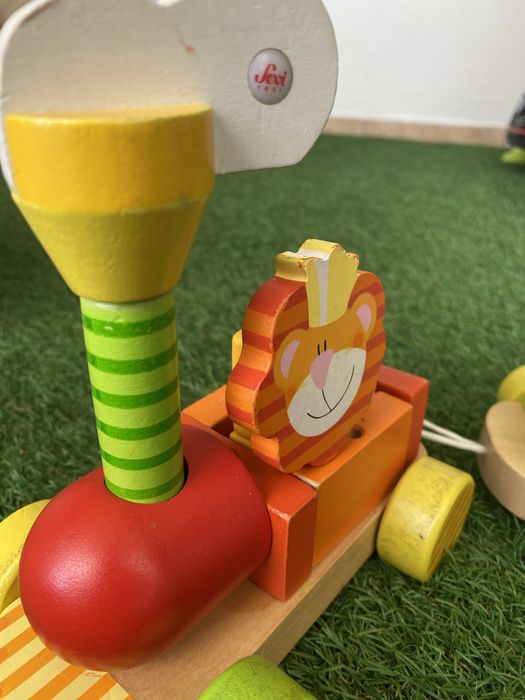 Comboio em madeira animais construtor divertido animais Montessori