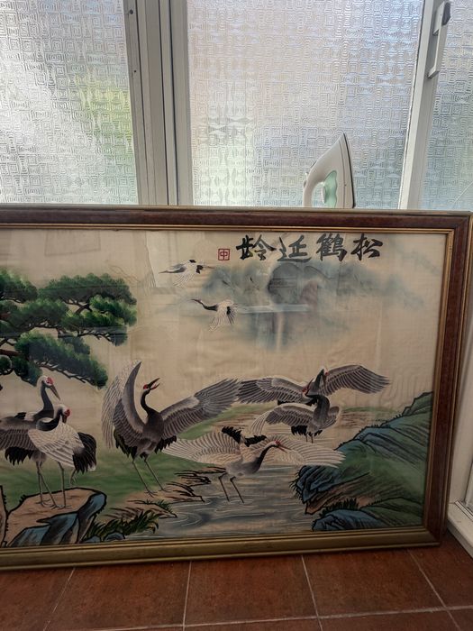 Pinturas de bordados em seda da China antiga.