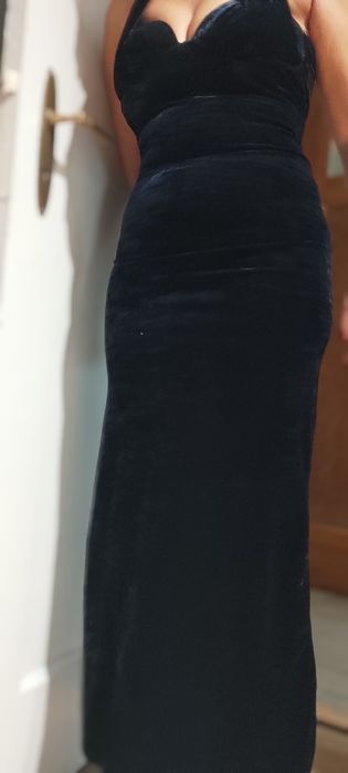 Wieczorowa, długa ,welurowa sukienka