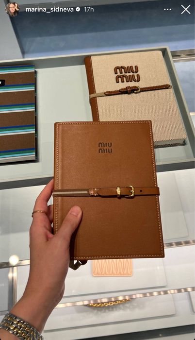 Блокнот miu miu шкіряний та пакет на подарунок